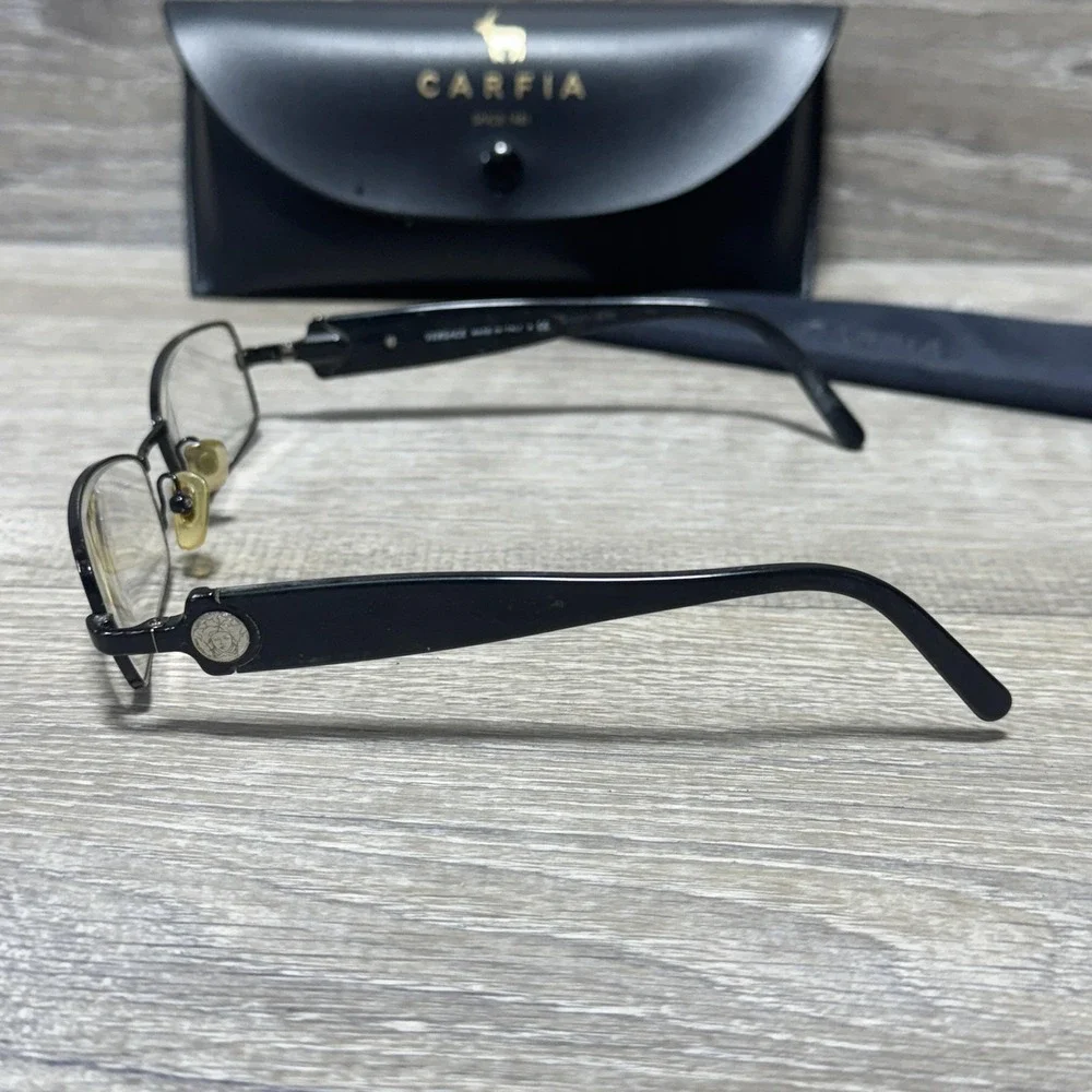 Versace Eyeglass Frames Mens 52-16-135 Black Medusa Made in‎ Italy Clip-On 1009